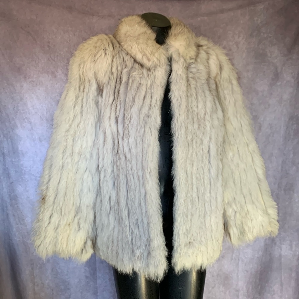 Saga Fox White Silver Black Fur Coat Jacket High Collar
